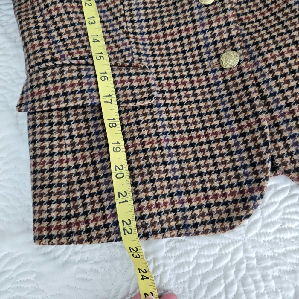 J.Crew Schoolboy Brown Houndstooth Wool Blend Blazer BA906 Size 10 - Picture 4 of 8